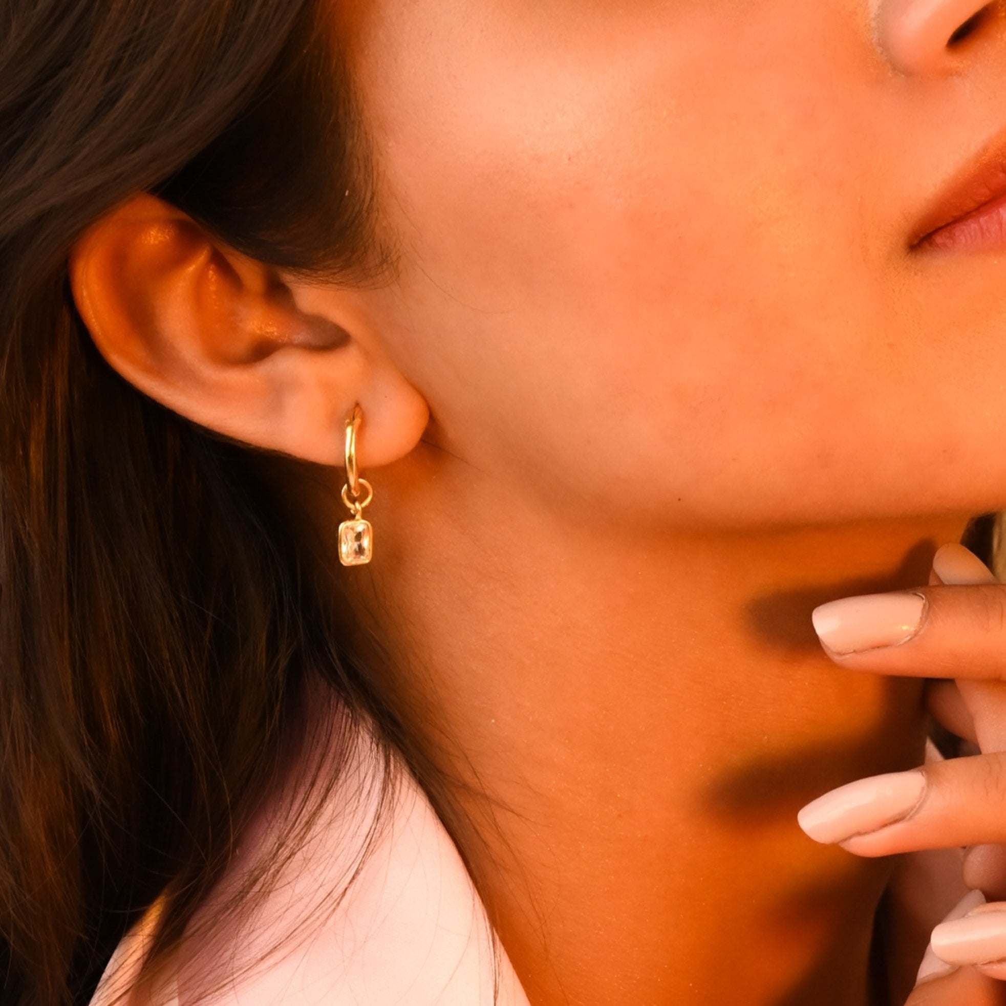 Emerald Cut Charm Earrings
